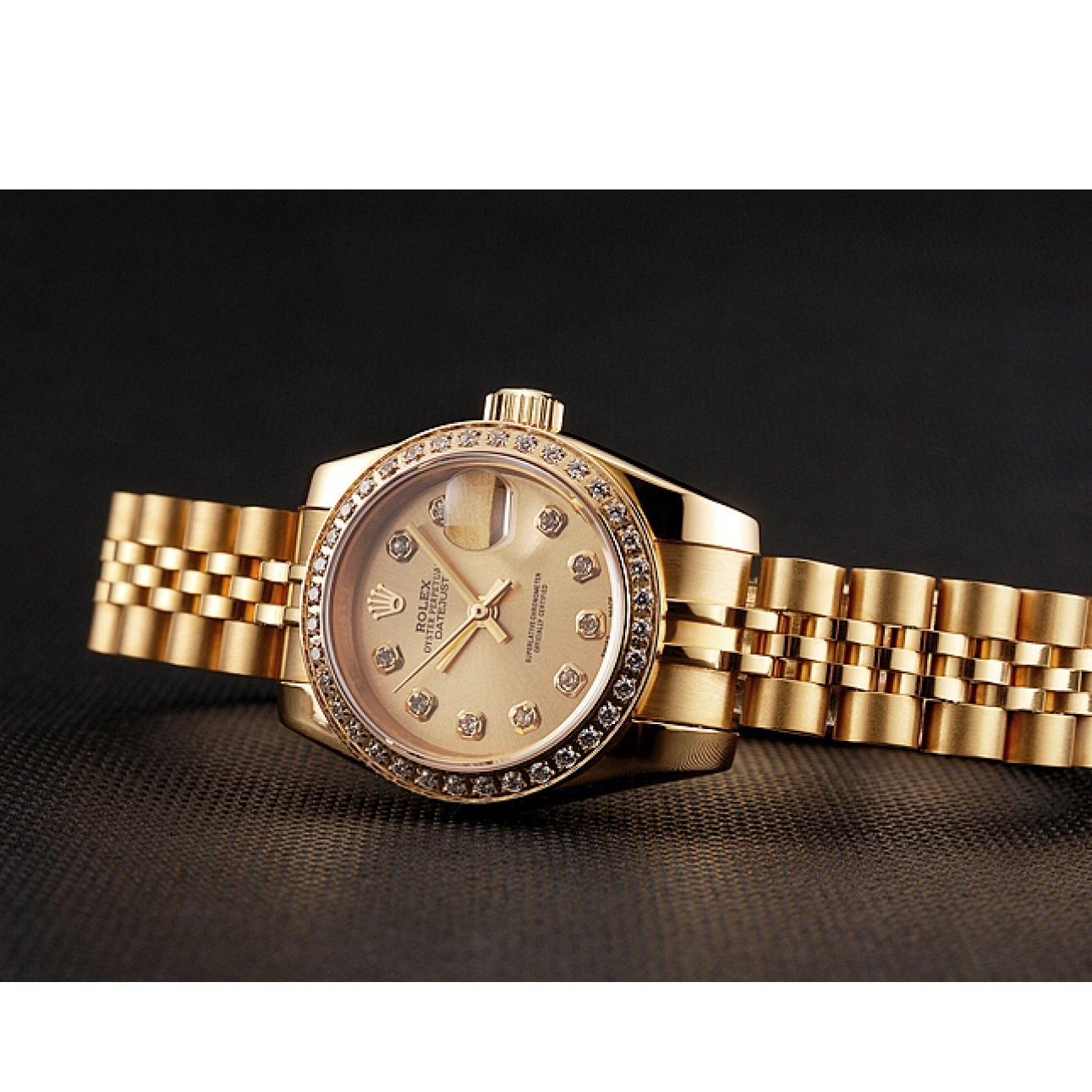 Aaa replica watch Bracelet Swiss Bezel Jubilee Diamond Lady-Datejust Gold 1454096 Champagne Rolex Dial 0612